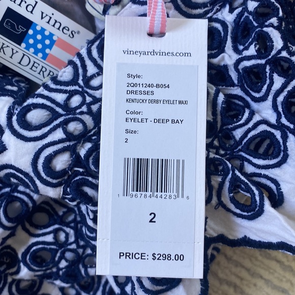 NWT Vineyard Vines Kentucky Derby Eyelet Maxi Dress - Picture 7 of 7